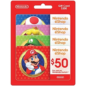 COSTCO MEMBERS: Nintendo eShop - Four $50 eGift Cards $159.99