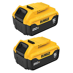 DEWALT DCB205-2 20V MAX 5Ah Battery (2 PK) $89 + Free S&H Over $150 at Fasteners Inc