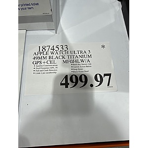 Costco : Apple Watch Ultra 3 49mm Smartwatch (GPS + Cellular) $499.97