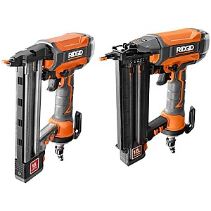 RIDGID Pneumatic 18-Gauge 2-1/8 in. Brad Nailer with Pneumatic 18-Gauge 1-1/2 in. Finish Stapler (Tools Only) $100