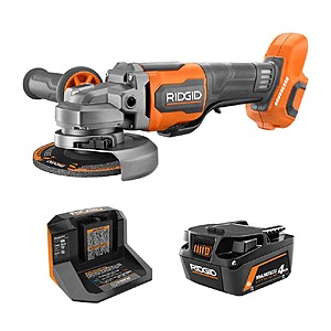 Ridgid 18V Brushless Cordless 4-1/2 in. Angle Grinder Kit with 4.0 Ah Battery and Charger $139