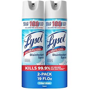 [SnS, AC] $16.99 | 2 × 2-Pack 19-Oz Lysol Disinfectant Spray (Crisp Linen) ($8.50 each) at Amazon ($4.25 each)