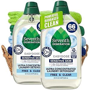[SnS] $18.20 | 2-Pack 23.1-Oz Seventh Generation EasyDose Laundry Deterge (Free & Clear) at Amazon