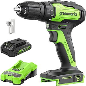 Greenworks 24V Brushless Drill / Driver, 2Ah USB Battery and Charger Included $49.99