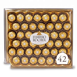 2-Ct 42-Pack Ferrero Rocher Gourmet Hazelnut Milk Chocolate $21