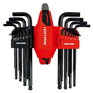 CRAFTSMAN Assorted T-Handle Metric and standard (SAE) 20 -Pieces Ball End Hex key set | CMHT26028 $16.98