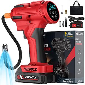 Tire inflator Portable Air Compressor - 160PSI & 21V Battery Tire Pump - $52.98
