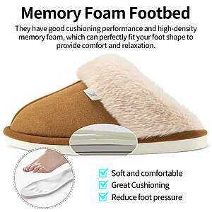 $11.29 FS WALMART+ Ecetana Womens Slipper with Memory Foam Fluffy Soft Warm Slip On House Shoes (choice of 7 colors, all popular sizes)