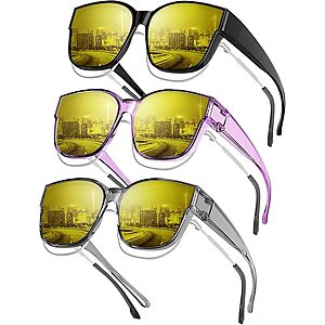 KALIYADI Night-Vision-Glasses Fit-Over-Glasses Wrap-Around Glasses: Anti-Glare Night Driving Glasses STARTING at $9.99 AC
