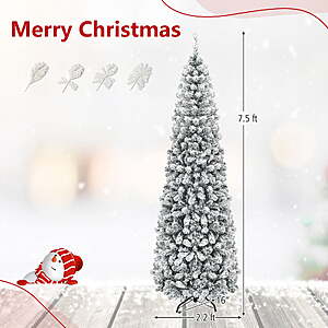 Walmart by Costway: 3, 6 or 7.5 Foot Costway Unlit Flocked Pencil Christmas Tree  ($32, $41 or $53 FS at $35 or WMT+)