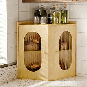 Amazon – 2-Tier Corner Bamboo Bread Box - $19.79 w/ Code