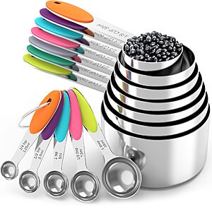 Amazon – Stainless Steel Measuring Cups & Spoons Set - $13.74 w/ Code