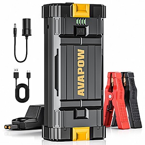 AVAPOW 4000A Peak 27800mAh 12V QC 3.0 10.0L Diesel Car Jump Starter (Yellow) $39.87 + Free Shipping