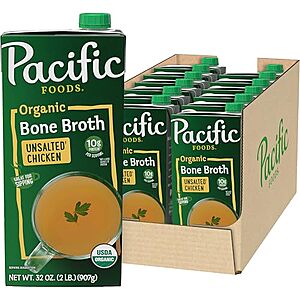 [SnS, AC] $34.68 | 12-Pack 32-Oz Pacific Foods Organic Unsalted Chicken Bone Broth (Chicken) at Amazon ($2.89 each)