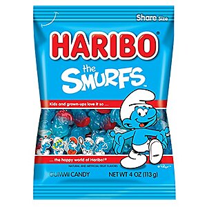 $11.49 | 12-Pack 4-Oz Haribo Smurfs Sweet Gummy Candy at Amazon (95.8￠ each)