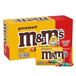 [SnS] $28.90 | 24-Pack 3.27-Oz M&M's Peanut Milk Chocolate Candy at Amazon ($1.20 each)