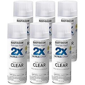 $20 | 6-Pack 12-Oz Rust-Oleum Painter's Touch 2X Ultra Cover Spray Paint (Semi-Gloss Clear) at Amazon