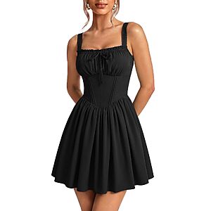 Scarlet Darkness Corset Mini Dress Adjustable Straps Sundress with Pockets - $15.99 after coupon