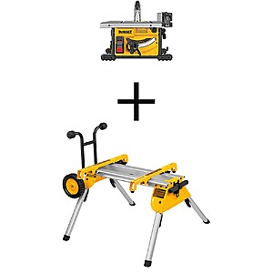 Dewalt 15 Amp Corded 8-1/4 in. Compact Portable Jobsite Tablesaw with Heavy-Duty Rolling Stand with Quick-Connect Brackets $379