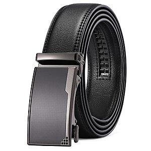SENDEFN Men's Leather Belt Automatic Ratchet Buckle Slide Belt  with Gift Box $6.49