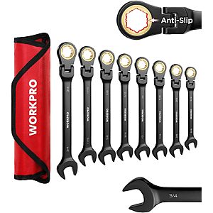 (prime) 8-Piece WORKPRO SAE 72-Tooth Flex-Head Ratcheting Combination Wrench Set $30 + Free S/H