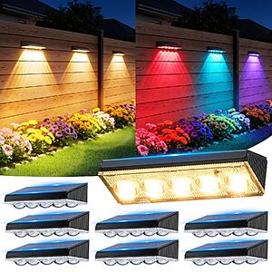 8 Pack Solar Fence Lights Outdoor with Upgraded Brightness 5X LED Lens - $17.99 after coupon