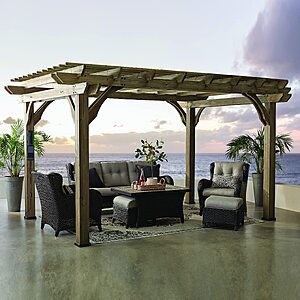 Backyard Discovery Somerville 14' x 10' Cedar Wood Pergola Kit with Trellis Roof, All-Season Durability, various colors $1199