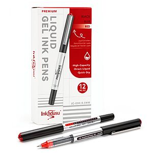 (12 Pack) Inkhdusu Liquid Ink Rollerball Pens 0.5mm, Quick-Dry No Bleed $7.49