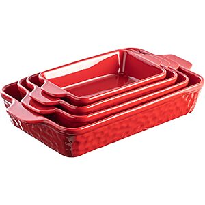 4-Piece DAFUCERAMIC Ceramic Rectangular Baking Dish Set w/ Handles (Red) $27.99 + Free Shipping w/ Prime or on $35+