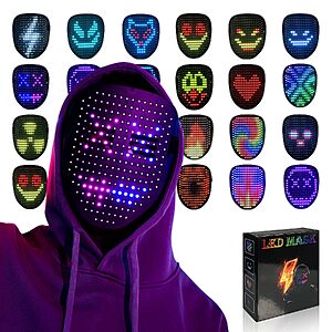 MOYACA LED Light Up Gesture Control Halloween Costume Mask w/ 50 Glowing Patterns $15.99 + Free Shipping w/ Prime or on $35+