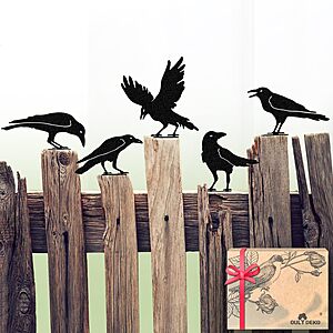 5-Count OULYDEKO Metal Raven Crow Fence Topper Garden Statues (Black) $9.53 + Free Shipping w/ Prime or on $35+