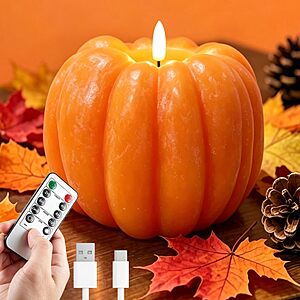 300 Hours Rechargeable Flickering Flameless Wax Pumpkin Candles $14.99 AC