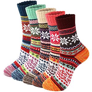 5-Pack Trifabricy Women's Wool Crew Hiking Socks (Various) $6.99 + Free Shipping w/ Prime or on $35+