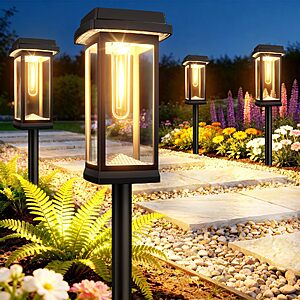 Solar 15 Hour Waterproof IP65 Pathway Lights, 8-Pack $25.30 AC + Free Shipping