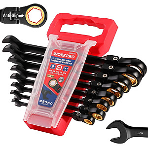 $29.83, FS, WORKPRO 8PC Flex Head Ratcheting Wrench Set SAE 5/16-3/4" Anti-slip Set 72-Teeth
