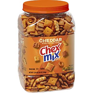 $5.55 S&S Q AMAZON Chex Mix Cheddar Snack Mix, Resealable Tub, 20 oz