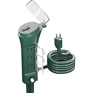 BN-LINK Outdoor Power Stake with 6 Outlets, 6ft Extension Cord Power Strip with Overload Protection, Waterproof Outside Yard Multi-Outlets Use for Camping, Party $15.96