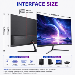 Gawfolk 24.5-Inch Curved Monitor, Full HD 1080p, 120Hz, Built-in Speakers $77.99
