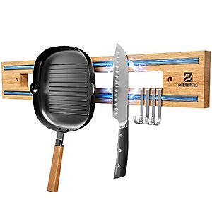 16.5" Piklohas Wooden Magnetic Wall Mount Knife Holder $11.36 + Free Shipping w/ Prime or on $35+