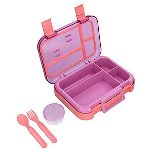 Mainstays Kids 4-Compartment Bento Box w/ Removable Tray, Fork, Spoon & Dressing Container (Pink Glitter) $7.82 + Free Shipping