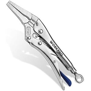 $6.29* | 6.5" WORKPRO Steel Long Nose Locking Pliers w/ CR-MO Steel Jaws at Amazon