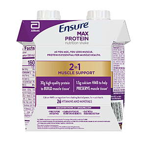 WALMART: 2/$21.94, get $10.94 Walmart Cash  Ensure Max Protein Shake,  30g Protein, Vanilla or Milk Chocolate, 11 fl oz, 4 Pack