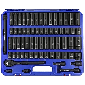 $91.19, FS, WORKPRO 65PC 1/2” Drive Impact Socket Sets 3/8"-1-1/4" 10-24mm Deep Shallow Kits