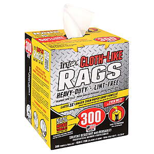 $9.47 Walmart Box of 300 Intex Nw-00454-75 Cloth-Like Wiping Rags, Fiber Blend for Garage, Jobsite or Home Use