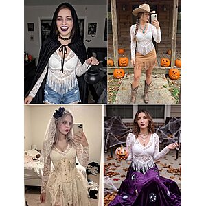 Avidlove Fitted Lace Crop Tops for Women V Neck Long Sleeve Sheer Top $4.99