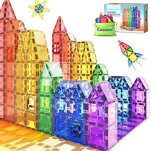 Coodoo Magnetic Tiles Kids Toys STEM Magnet Toy for Toddler Magnetic Blocks Building Kids Toy 40PCS $10.99