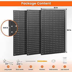 $46 FS Walmart by Globina: Blacksmith 48x24 inch Metal Pegboard 30 Pcs Hook,Tool Board for Wall Organizer, Garage Tool Storage, +more