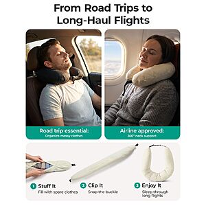 BAGSMART 6 Set Packing Cubes for Travel with Fillable Neck Pillow, Shoe Bag $9.99