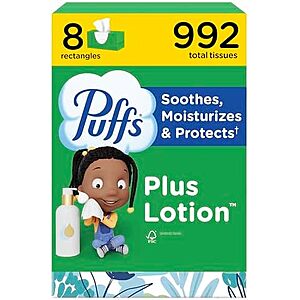 [SnS, AC] $9.59* | 8-Pack 124-Count Puffs Plus Lotion Facial Tissues at Amazon