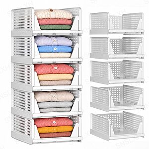 5 Pack Closet Organizers and Storage, Reinforced Stackable Closet 16.73" in $41.99